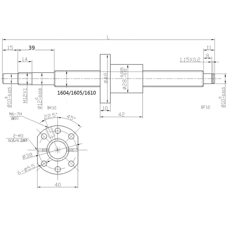 CHUANGNENG Ball Screw SFU1605-300mm Diameter 16mm,5mm Pitch Ballscrew with Nut, Length Approx 11.81inch for CNC Routers Lathes Mills Automated Machines - Image 5