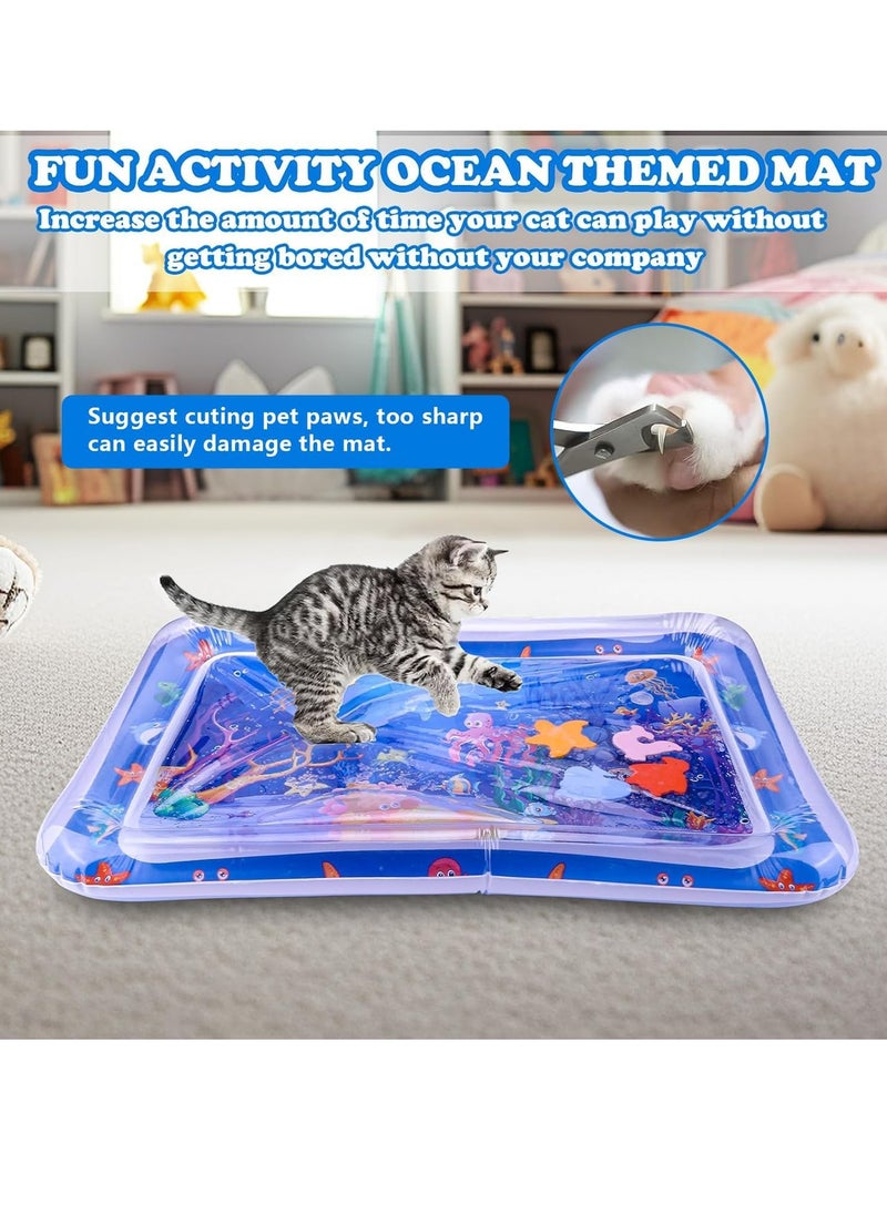 Rwnq - Cat Water Sensory Play Mat - Thickened Interactive Toy for Indoor Cats With Pump, Inflatable Tummy Time Water Sensor for Kids Cool Comfort - Image 1