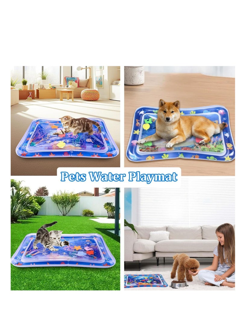 Rwnq - Cat Water Sensory Play Mat - Thickened Interactive Toy for Indoor Cats With Pump, Inflatable Tummy Time Water Sensor for Kids Cool Comfort - Image 1