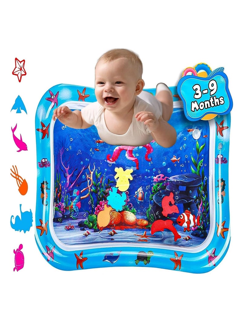 ممز بلانيت سجادة لعب مائية حسية للأطفال - لعبة سميكة تفاعلية للأطفال داخل المنزل مع مضخة، مستشعر مياه قابل للنفخ لوقت النوم على البطن للأطفال من أجل راحة كبيرة - سجادة ألعاب قطط - سجادة مائية - Image 1