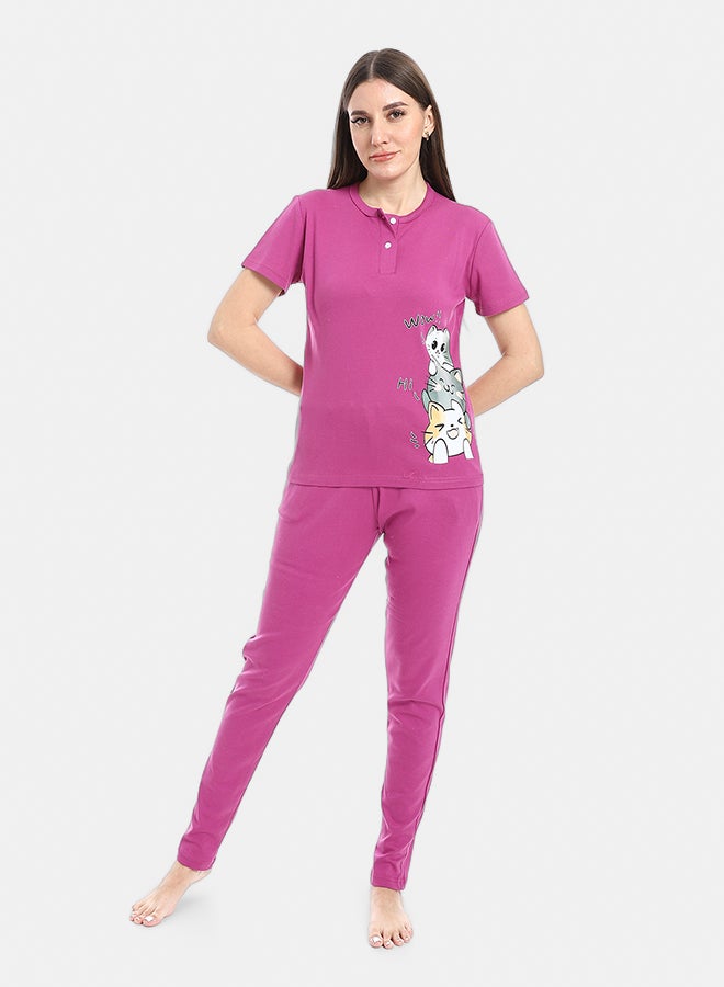 Red Circle pajama with panda print and buttons - Image 1