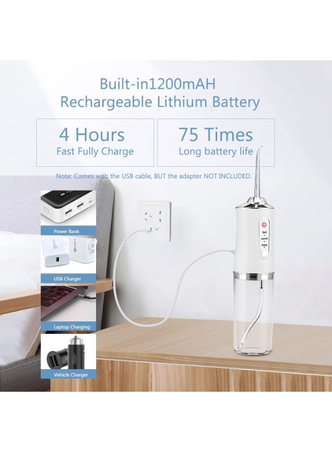 ACLIX Portable Cordless Water Flosser - 230ml IPX7 Waterproof Oral Irrigator with 3 Modes u0026 4 Jet Tips, USB-C Charging | White - Image 3