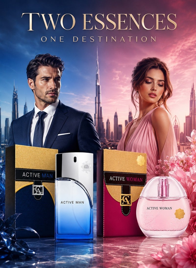 كريس أدمز مجموعة عطر بخاخ كريس آدامز أكتيف مان 100 مل وامرأة 80 مل - Image 1