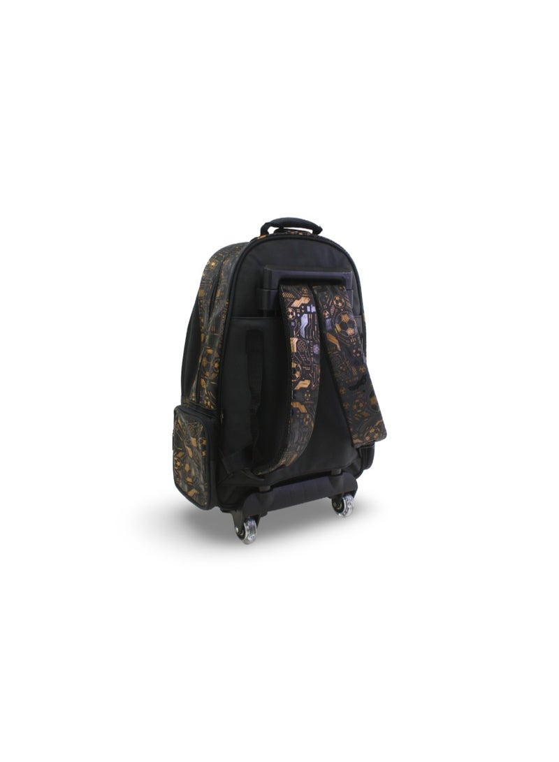 Smiggle Trolley Bag Football Design 18 Inches – Black & Gold - Image 2