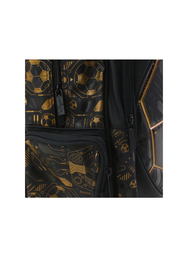 Smiggle Trolley Bag Football Design 18 Inches – Black & Gold - Image 3