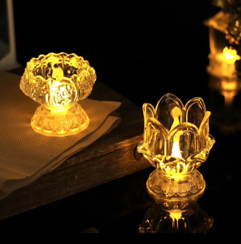 VRB Dec 2 Pcs Small Antique LED Lantern Pillar Candles Acrylic Flameless & Smokeless Decorative LED Tea Light Candle Perfect for Gifting, Home,Diwali, Christmas,Decorative Candles,Birthday (Model 1) - Image 1