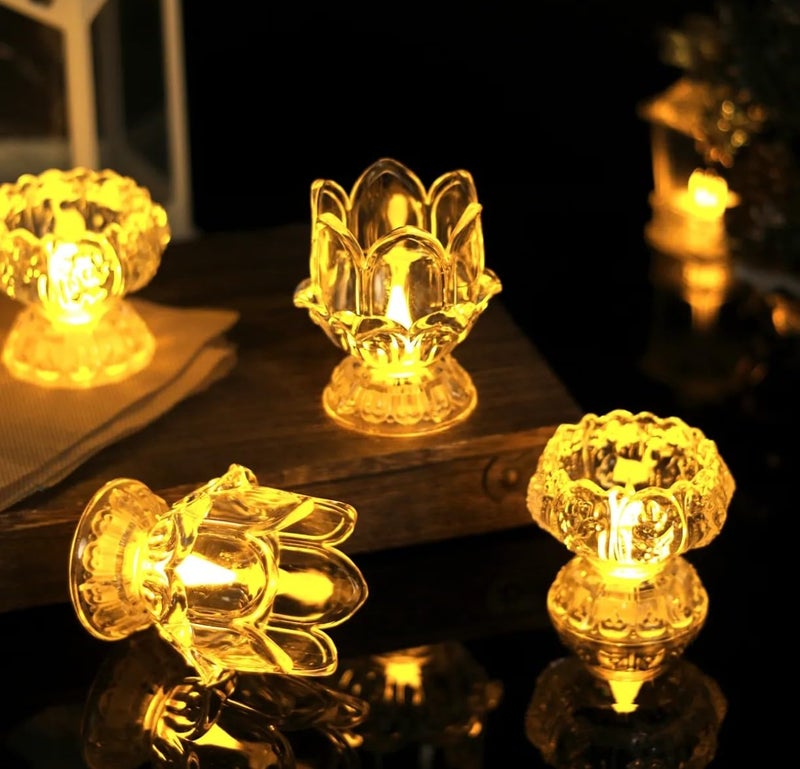 VRB Dec 2 Pcs Small Antique LED Lantern Pillar Candles Acrylic Flameless & Smokeless Decorative LED Tea Light Candle Perfect for Gifting, Home,Diwali, Christmas,Decorative Candles,Birthday (Model 1) - Image 4