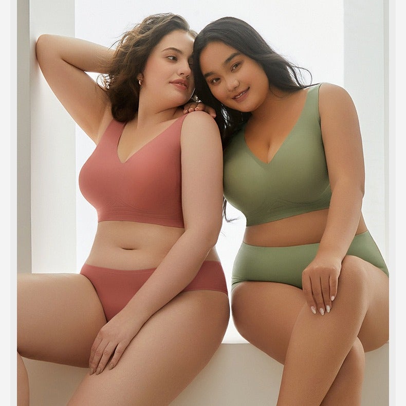 Fat Sister Seamless Plus Size Underwear Suit Summer Thin Big Chest Small Comfortable Wireless Sports Vest - Image 4