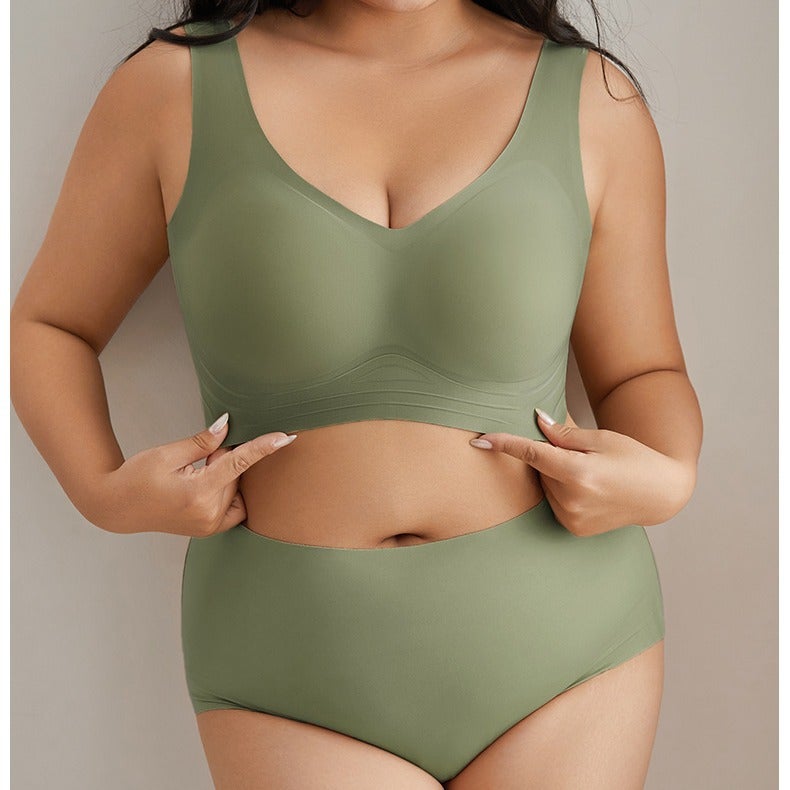 Fat Sister Seamless Plus Size Underwear Suit Summer Thin Big Chest Small Comfortable Wireless Sports Vest - Image 3
