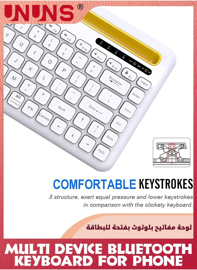 Multi Device Bluetooth Keyboard  With Stand,Portable Bluetooth  5.1 Wireless Keyboard For iPhone iPad Tablet,84 Key Mini Bluetooth Keyboard Compatible Android/iOS/Mac OS/Windows,White