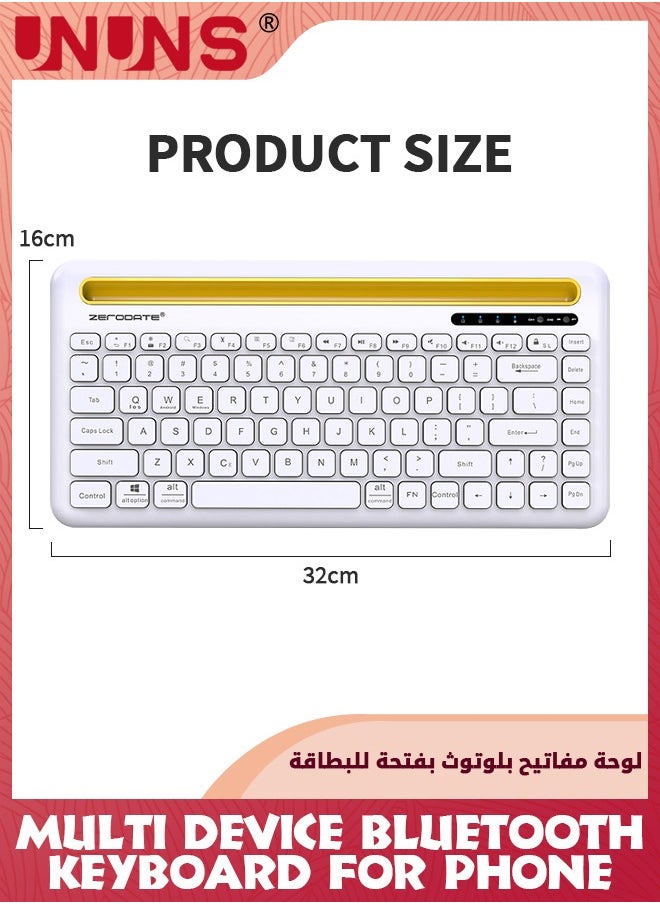 Multi Device Bluetooth Keyboard  With Stand,Portable Bluetooth  5.1 Wireless Keyboard For iPhone iPad Tablet,84 Key Mini Bluetooth Keyboard Compatible Android/iOS/Mac OS/Windows,White