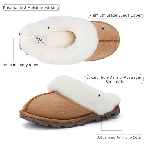 WaySoft Australian Sheepskin Women’s Slippers, 100% Shearling Wool, Hard Sole, Warm Fuzzy Indoor Outdoor - Image 3