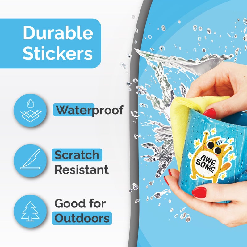 AgoDeo Premium Printable Vinyl Sticker Paper for Inkjet & Laser Printer - 56 Sheets - Glossy White - Self-Adhesive Waterproof Sheets - Dries Quickly & Vivid Colors - Holds Ink Well - Tear Resistant - Image 3