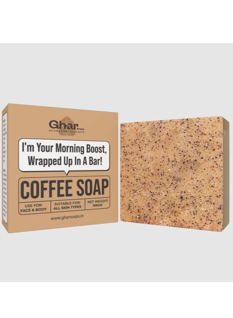 Ghar Soap  Coffee Soap Pack of 1 – , Moisturizing & Anti-Aging Soap Bar for Sensitive Skin - Image 1