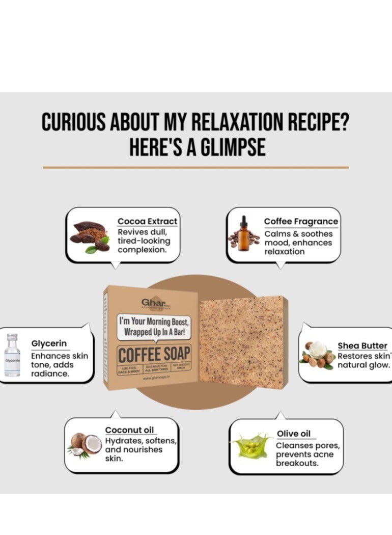 Ghar Soap  Coffee Soap Pack of 1 – , Moisturizing & Anti-Aging Soap Bar for Sensitive Skin - Image 3