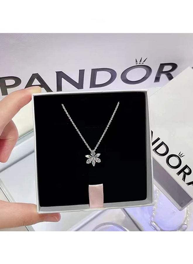 PANDORA - Pandora Timeless Cubic Zirconia Women's 925 Silver Sparkling Herbarium Cluster Pendant Necklace for Women 392387C01-45 - Image 1