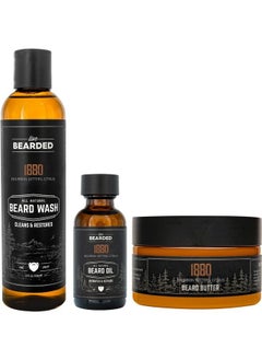 Live Bearded 3Step Beard Grooming Kit 1880 Beard Wash Beard Oil And Beard Butter Allnatural Ingredients With Shea Butter Jojoba Oil And More Beard Growth Support Made In The Usa  - Image 1
