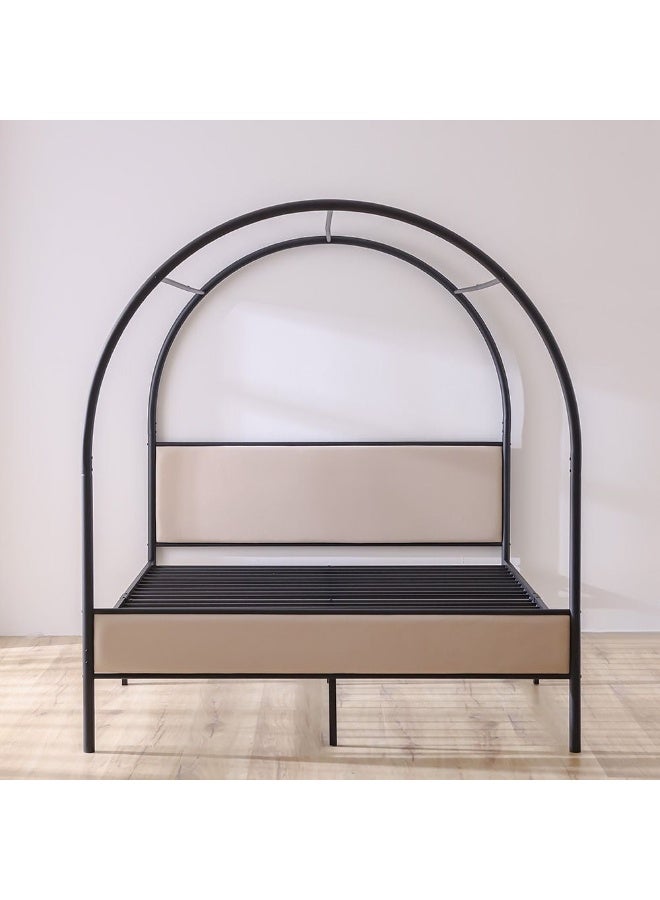 DANUBE HOME Cassie 160x200 Metal Arch Canopy Bed | Modern Design Metal Double-Black / Cream - Image 2
