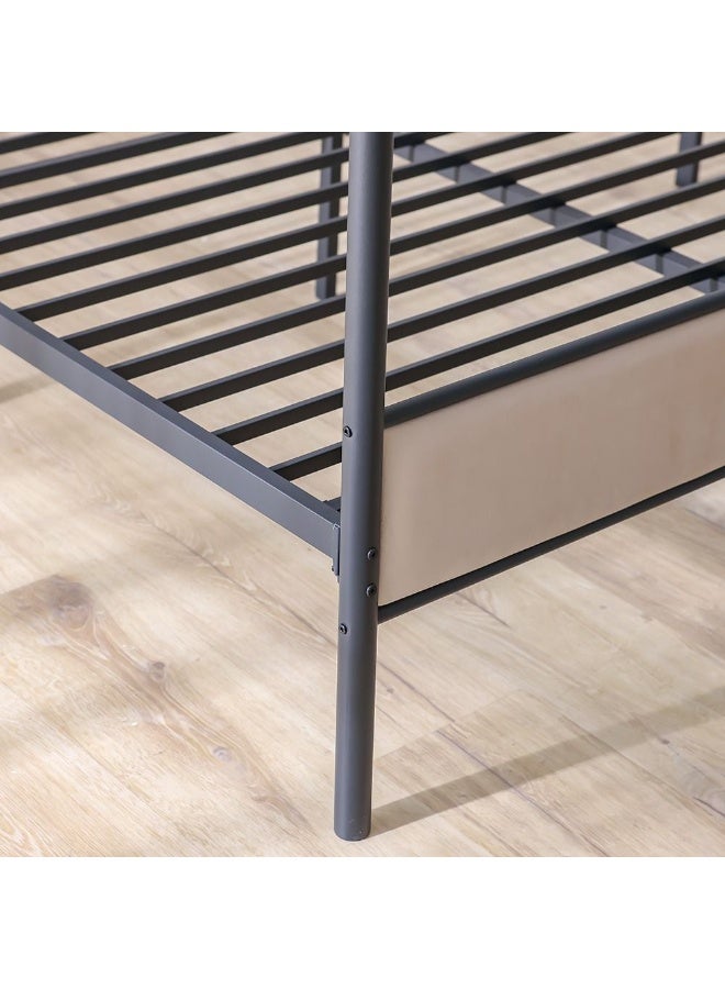 DANUBE HOME Cassie 160x200 Metal Arch Canopy Bed | Modern Design Metal Double-Black / Cream - Image 4