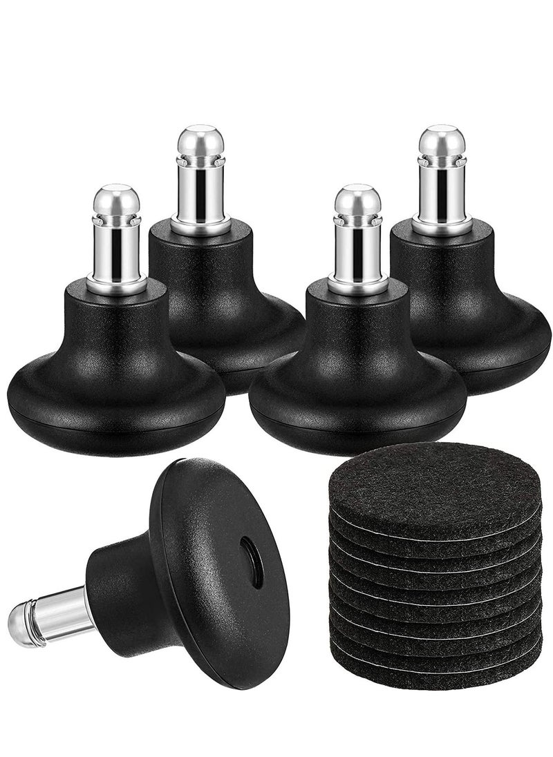 Excefore - Bell Glides Replacement Office Chair Wheels, 5Pcs Stopper Swivel Caster 35mm High Profile Stool with Separate Self Adhesive Felt Pads, Black - Image 1