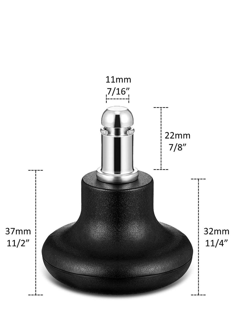 Excefore - Bell Glides Replacement Office Chair Wheels, 5Pcs Stopper Swivel Caster 35mm High Profile Stool with Separate Self Adhesive Felt Pads, Black - Image 1