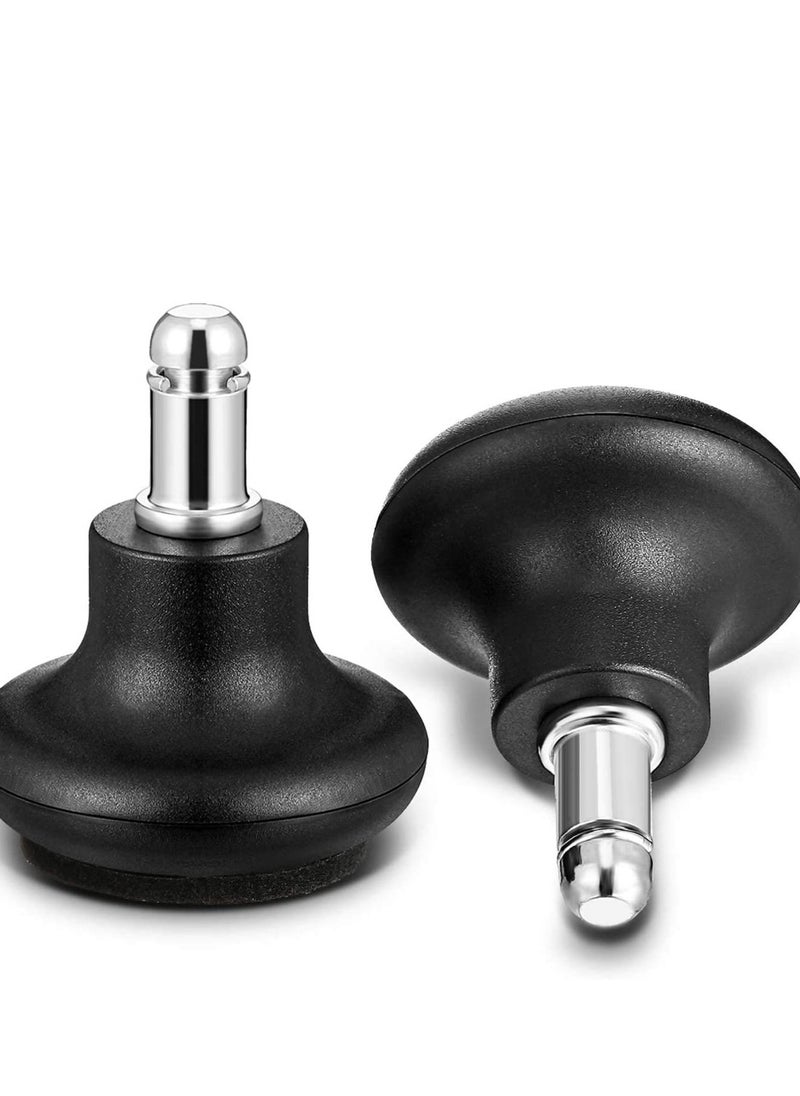 Excefore - Bell Glides Replacement Office Chair Wheels, 5Pcs Stopper Swivel Caster 35mm High Profile Stool with Separate Self Adhesive Felt Pads, Black - Image 1