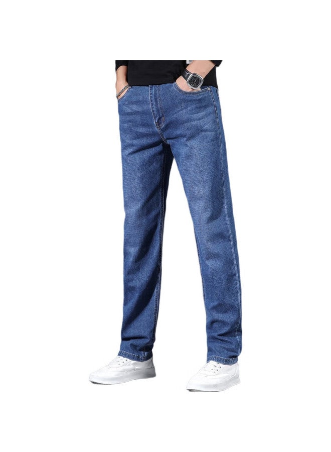 PLAYBOY Denim Jeans For Men, Spring And Summer Casual Pants, Loose Straight-Leg Trendy Men'S Trousers, Light Blue Sc 32 - Image 2