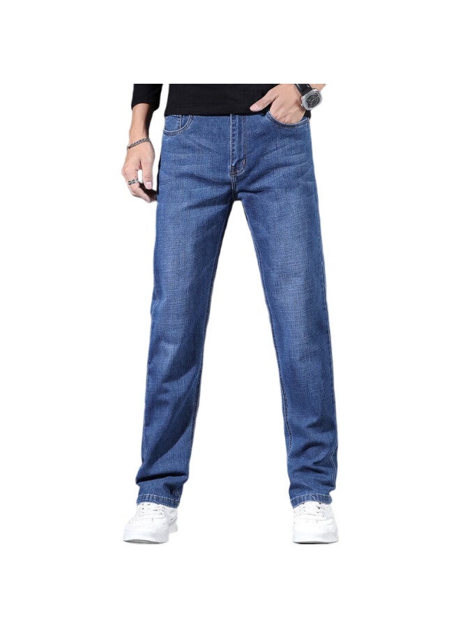 PLAYBOY Denim Jeans For Men, Spring And Summer Casual Pants, Loose Straight-Leg Trendy Men'S Trousers, Light Blue Sc 32 - Image 1