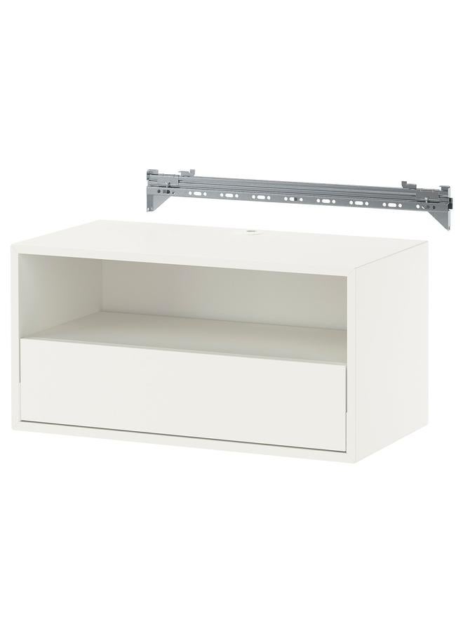 زبون رف وسائط مثبت على الحائط مع سكة، أبيض، 70x35x35 سم - Image 1