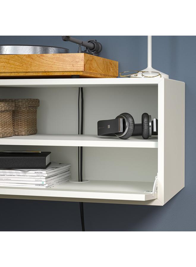 زبون رف وسائط مثبت على الحائط مع سكة، أبيض، 70x35x35 سم - Image 4