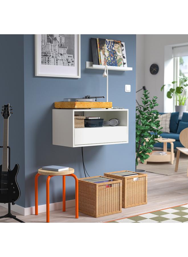 زبون رف وسائط مثبت على الحائط مع سكة، أبيض، 70x35x35 سم - Image 2