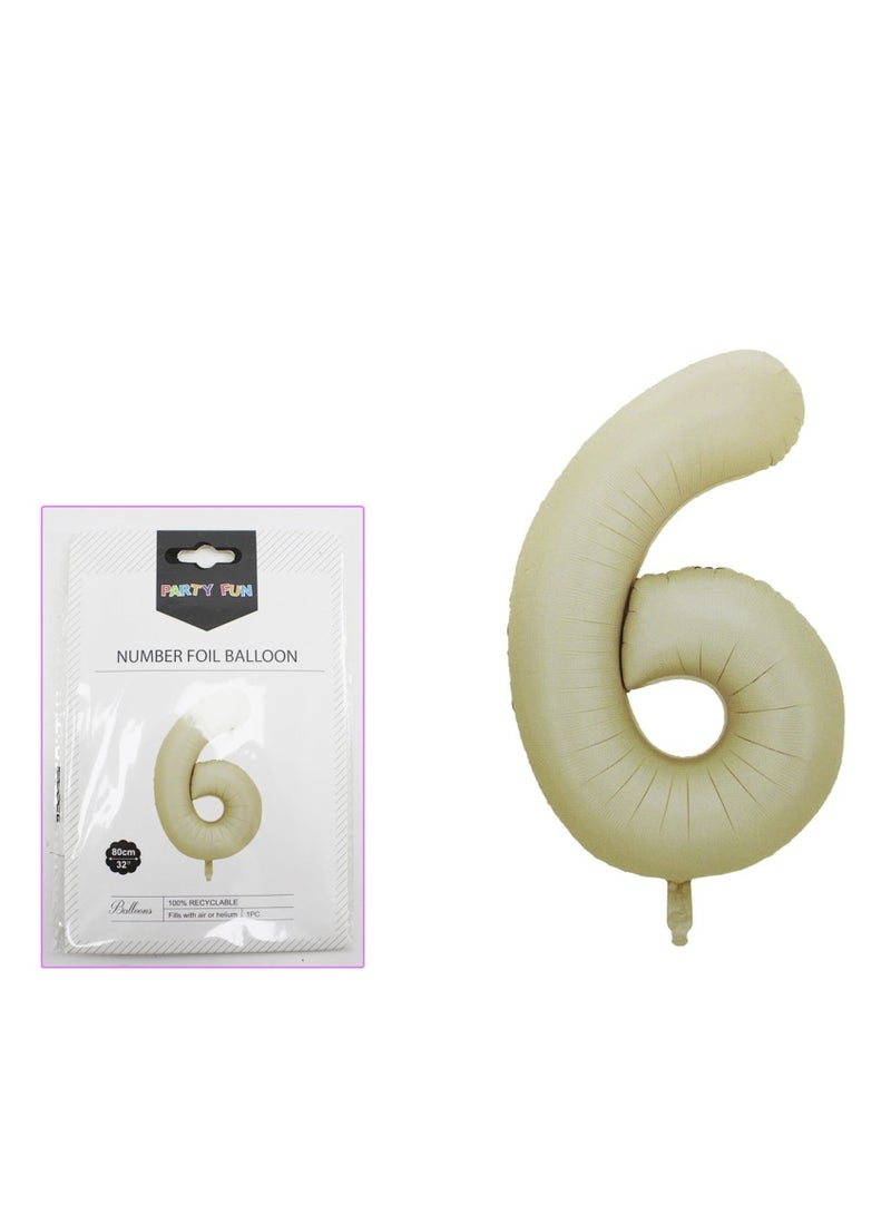 PARTY FUN Foil Number Balloon 16" No.6 Oat Color  - Image 2