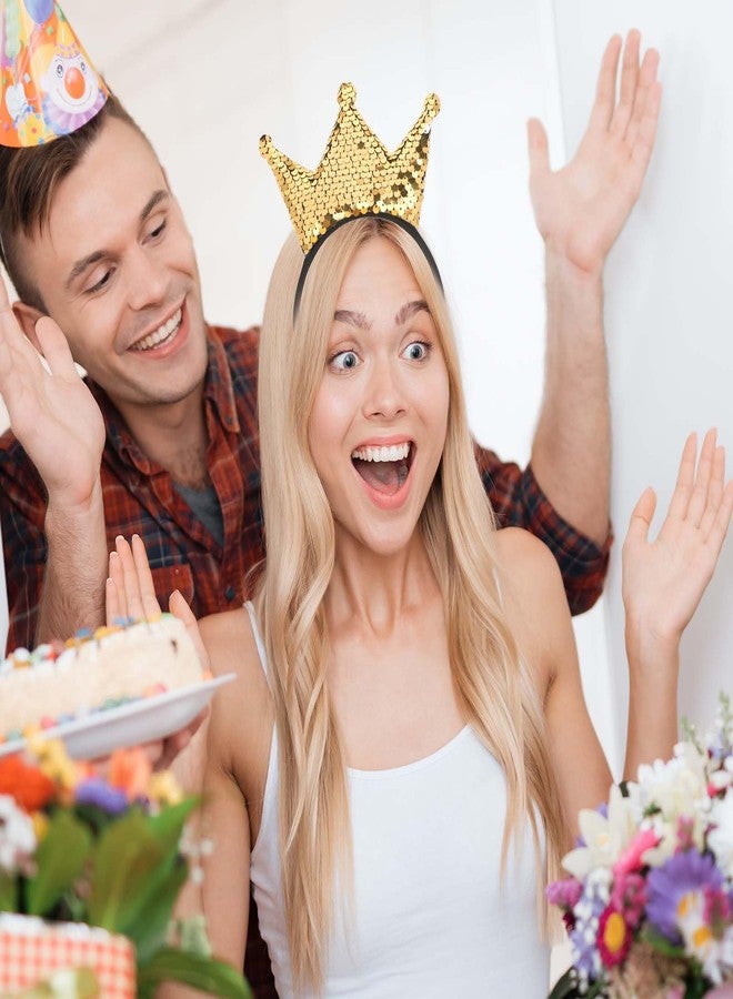 Styquenzer تاج مرصع بالترتر الذهبي من ستيكوينزر، تاج أميرة لامع، زينة لحفلات أعياد الميلاد، هدايا لحفلات أميرات الكريسماس، تيجان، طوق رأس لعيد الميلاد للفتيات الصغيرات والبالغات - Image 5
