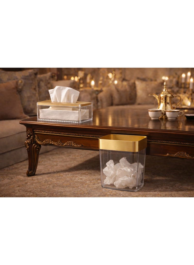 دانيا 🧺✨ طقم سلة ومناديل أكريليك بلمسة ذهبية – أناقة الضيافة في كل تفصيلة - Image 1