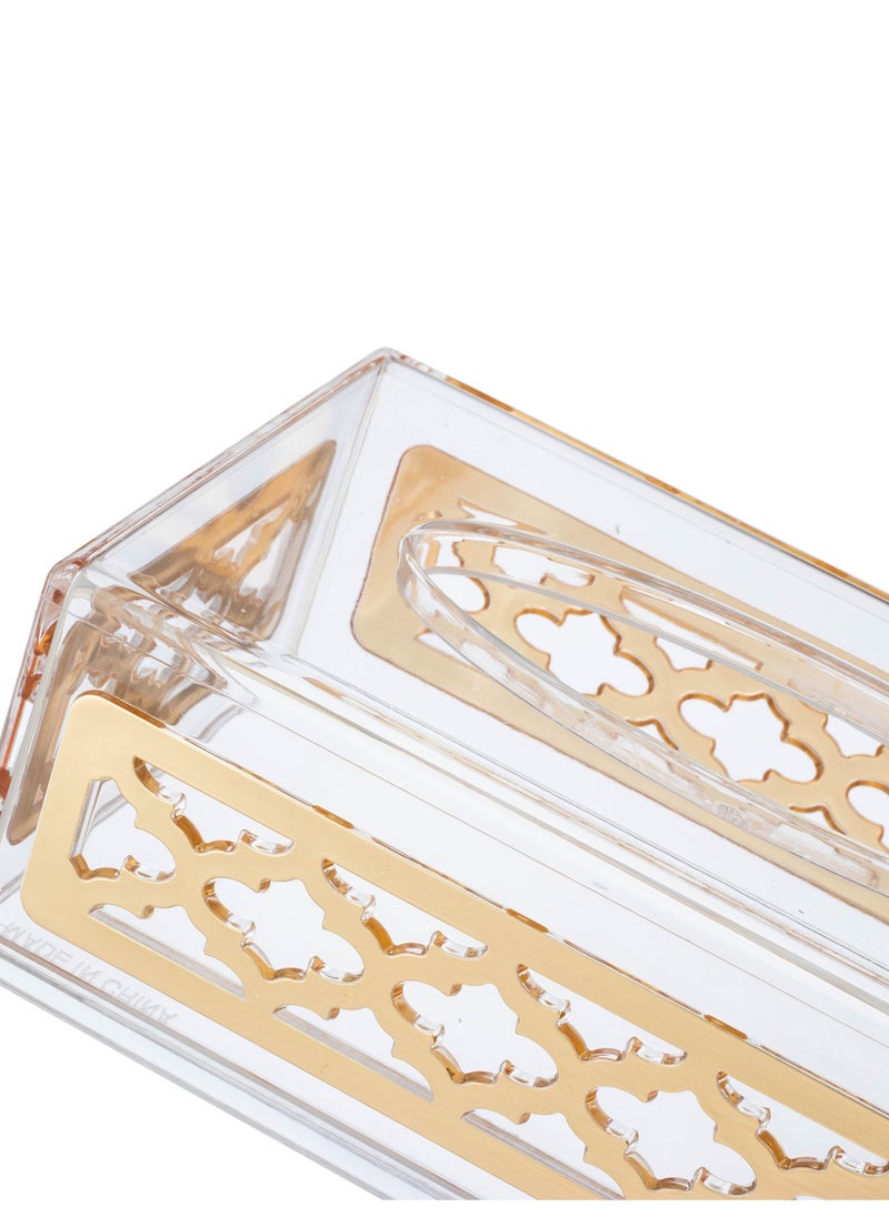 Dania A set of acrylic wastebasket and tissue box and golden decor for an elegant and modern home  - Image 2