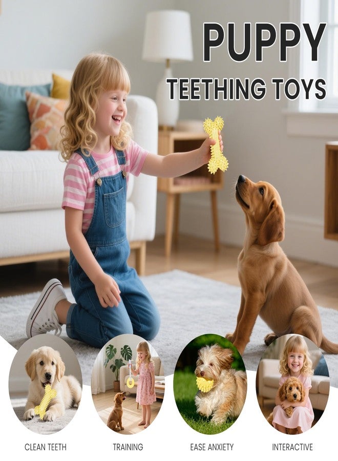NYEONHRT Puppy Toys, Puppy Teething Toys, 9 Pack Soft Durable Rubber Interactive Pink Puppy Chew Toys for Teething to Soothe Gums and Keep Busy, Cute Puppy Essentials (Yellow) - Image 2