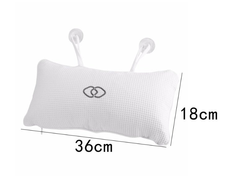 White Non-Slip Bath Pillow with Suction Cups - Image 2