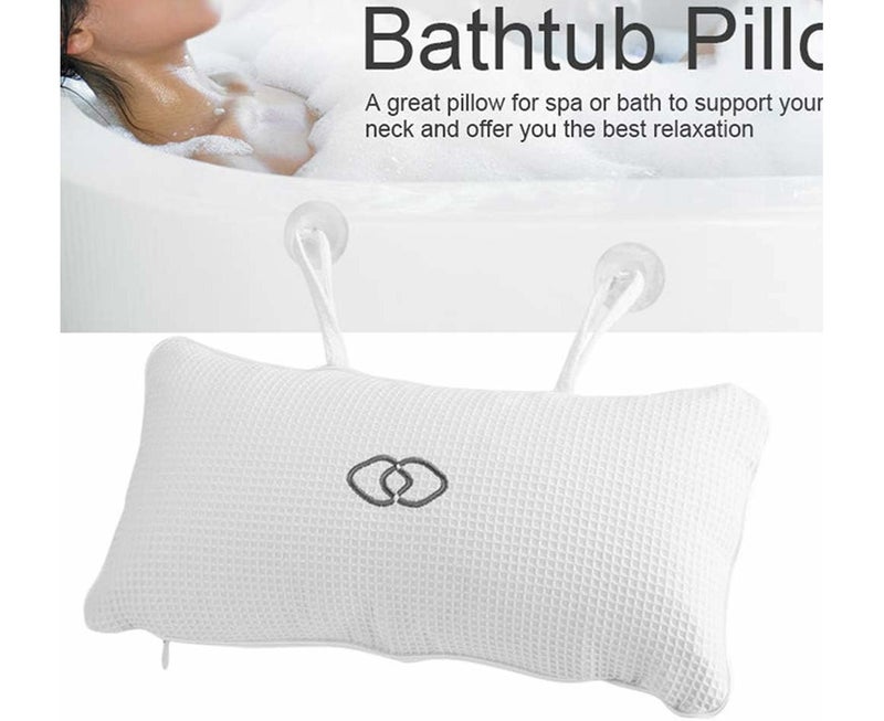 White Non-Slip Bath Pillow with Suction Cups - Image 5