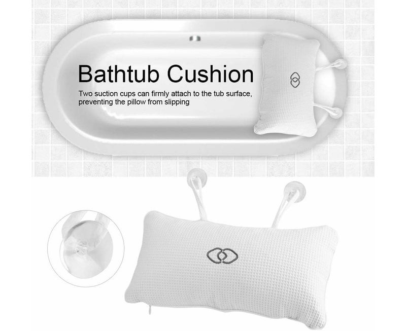 White Non-Slip Bath Pillow with Suction Cups - Image 3