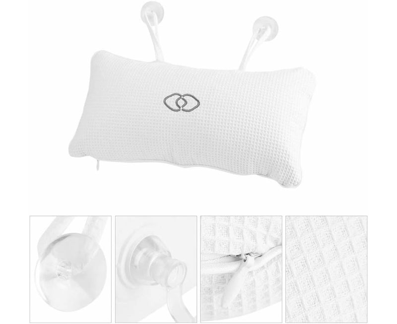 White Non-Slip Bath Pillow with Suction Cups - Image 4