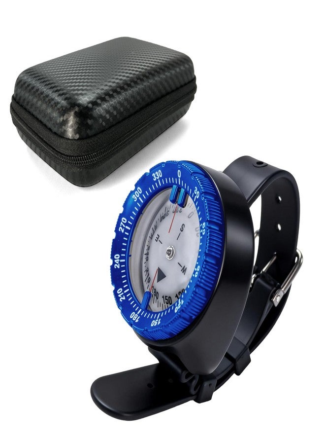 sipantee Scuba Compass Outdoor Waterproof Wrist Compass with Case for Outdoor Sports Diving Sailing Hiking Survival Emergency Scuba Diving Compasses 5ATM Dive with TPU Watchband (Blue) - Image 1