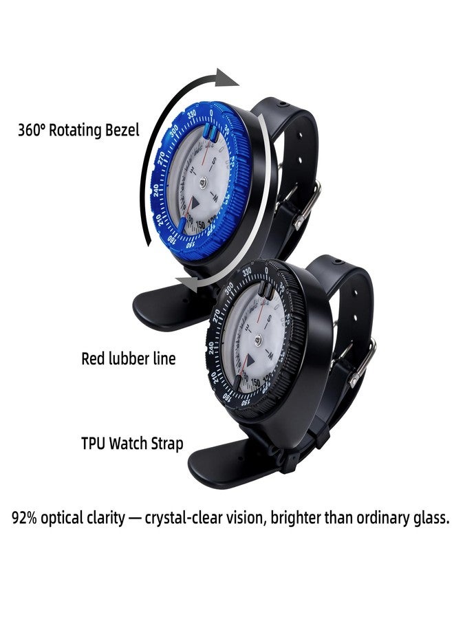 sipantee Scuba Compass Outdoor Waterproof Wrist Compass with Case for Outdoor Sports Diving Sailing Hiking Survival Emergency Scuba Diving Compasses 5ATM Dive with TPU Watchband (Blue) - Image 4