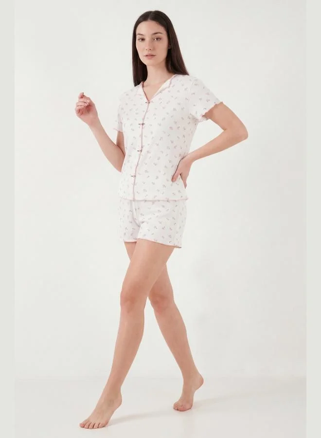 Lela  Lela Regular Fit Patterned V-Neck Shorts Pajama Set Women's PAJAMA SET 65770837 for Women | Best Price UAE