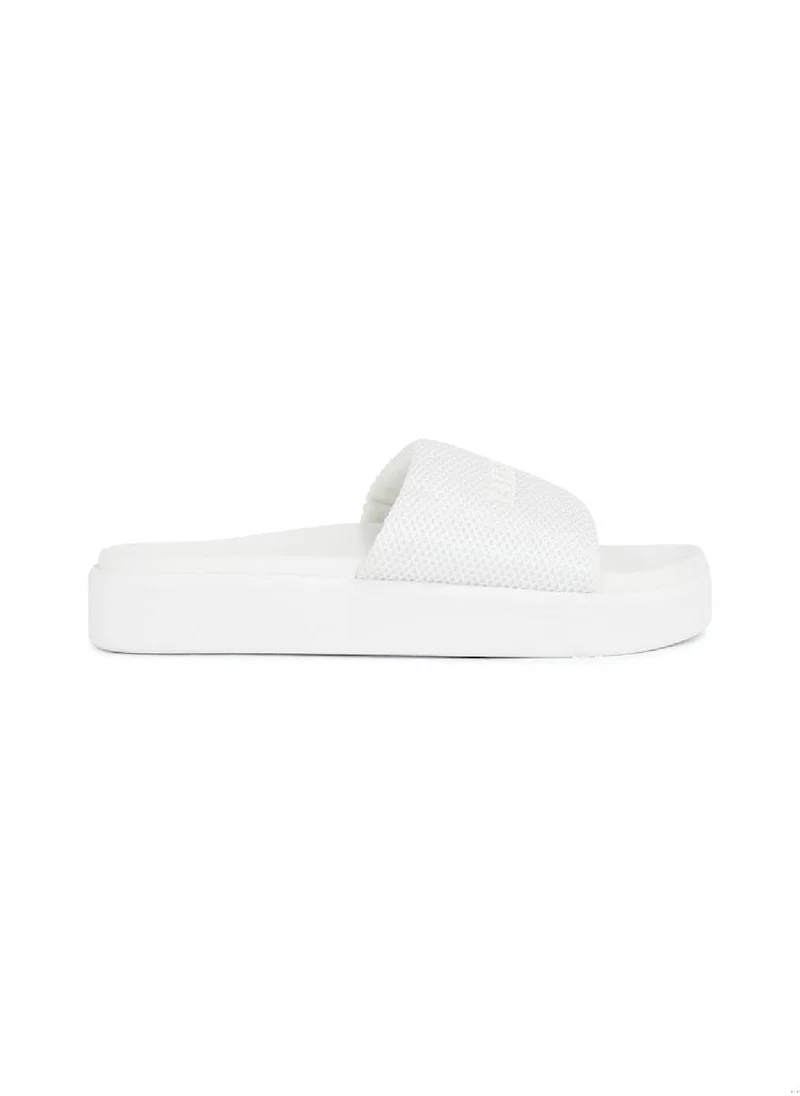 TOMMY HILFIGER Women's Platform Breathable Pool Slides - Polyester, Beige