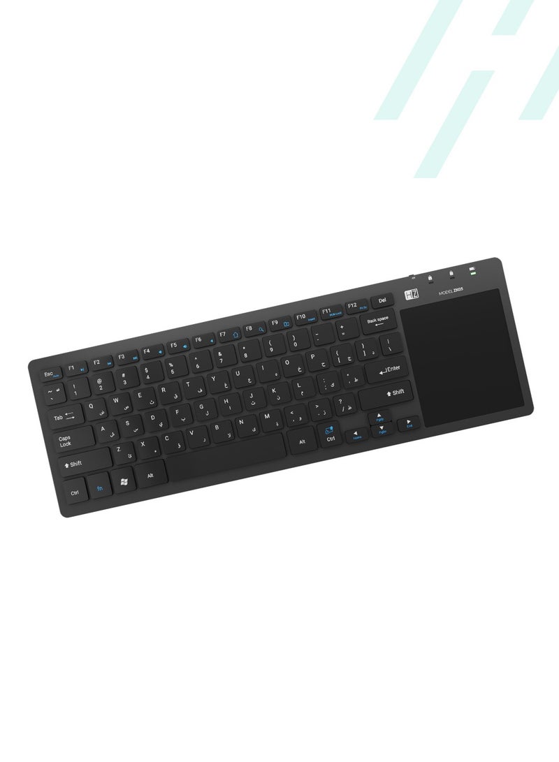 HEATZ Ultra Slim Design All In One Wireless Media Touchpad Keyboard Black - Image 1