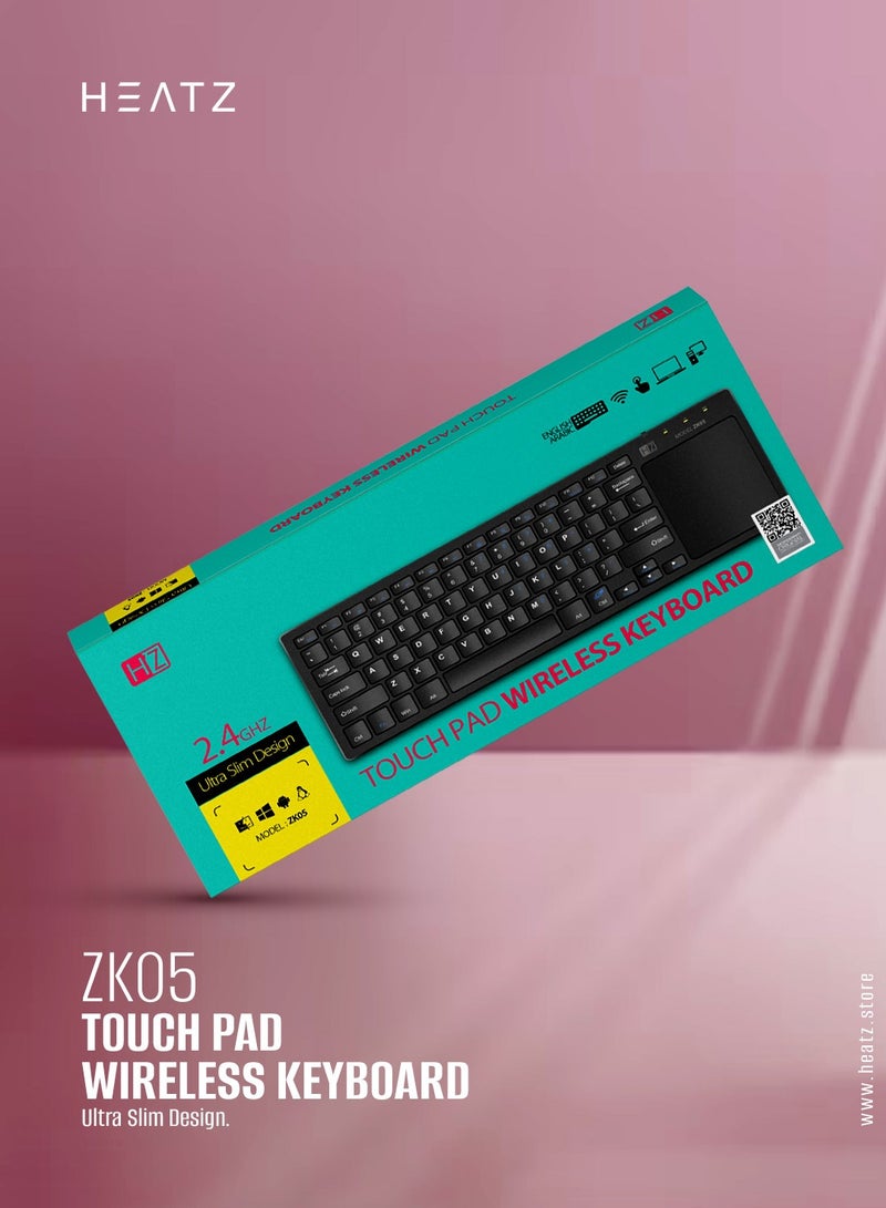 HEATZ Ultra Slim Design All In One Wireless Media Touchpad Keyboard Black - Image 3
