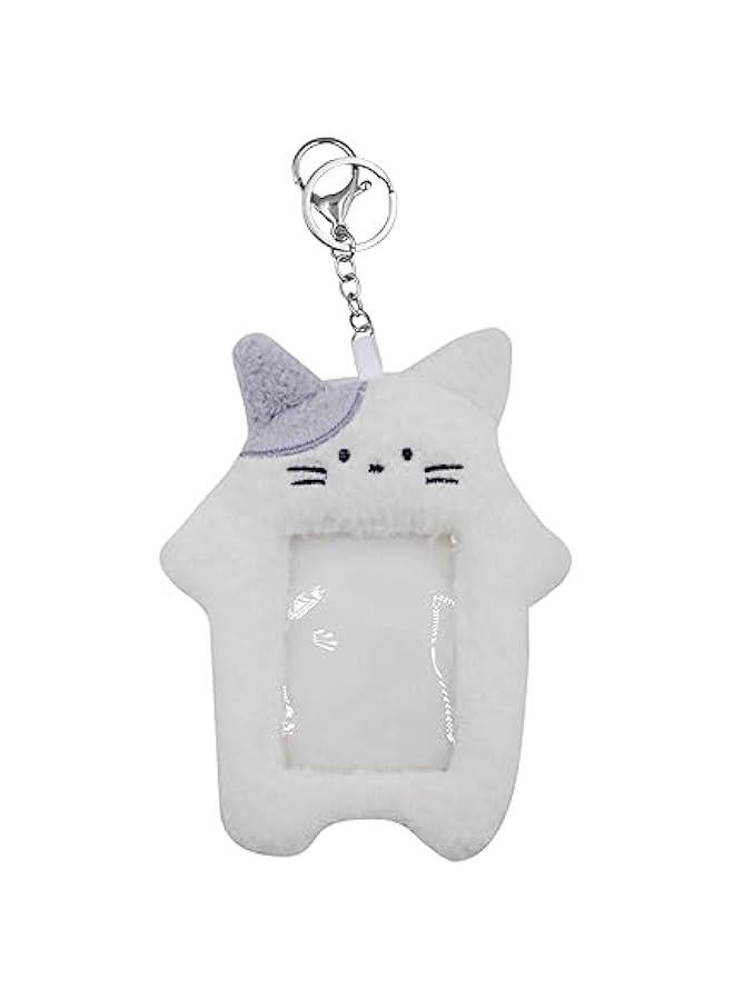 Generic Kawaii Plush Photocard Holder Kpop Credit ID Bank Card Bus Card Protective Case Photo Sleeves With Keychain,White Cat2#  - Image 1
