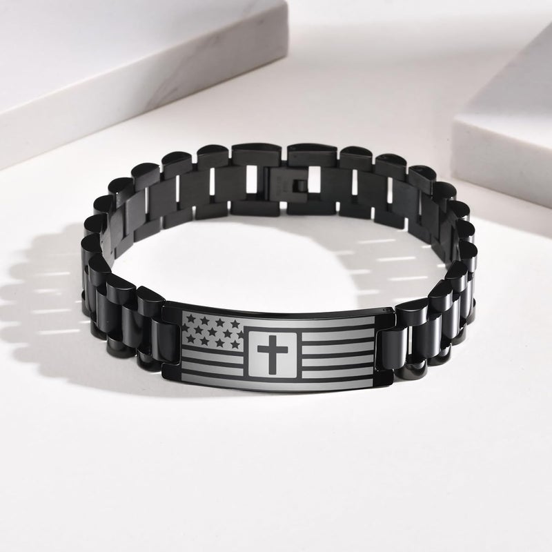 VNOX Personalized Religious Jewelry-Engraved Inspirational Christian Faith Bible Verse Quote Wristbands Elegant Link Bracelet Encouragement Gift,Cassic Watch Band Strap Design - Image 4