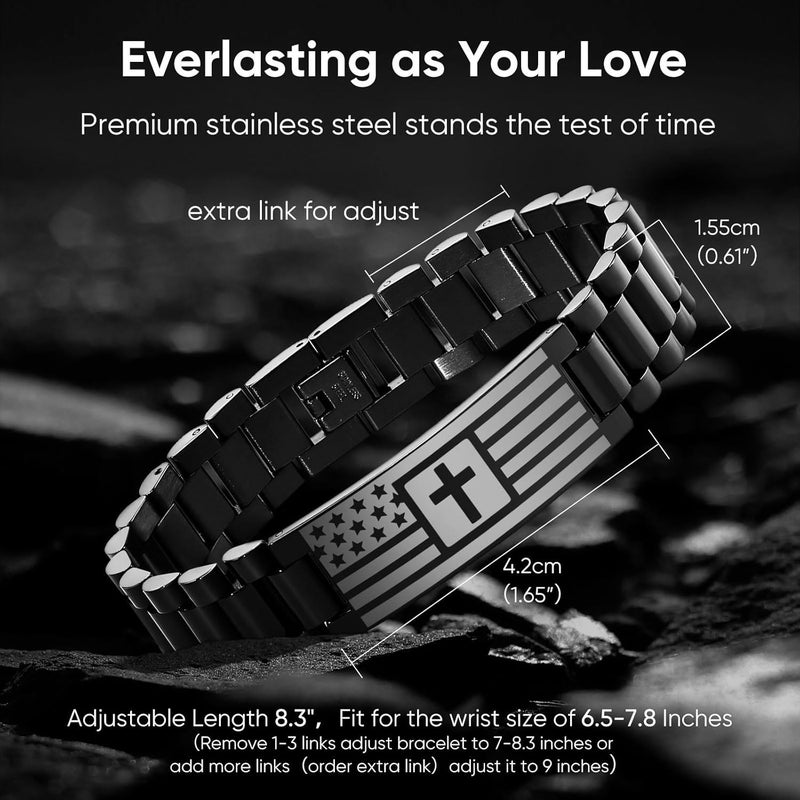 VNOX Personalized Religious Jewelry-Engraved Inspirational Christian Faith Bible Verse Quote Wristbands Elegant Link Bracelet Encouragement Gift,Cassic Watch Band Strap Design - Image 5
