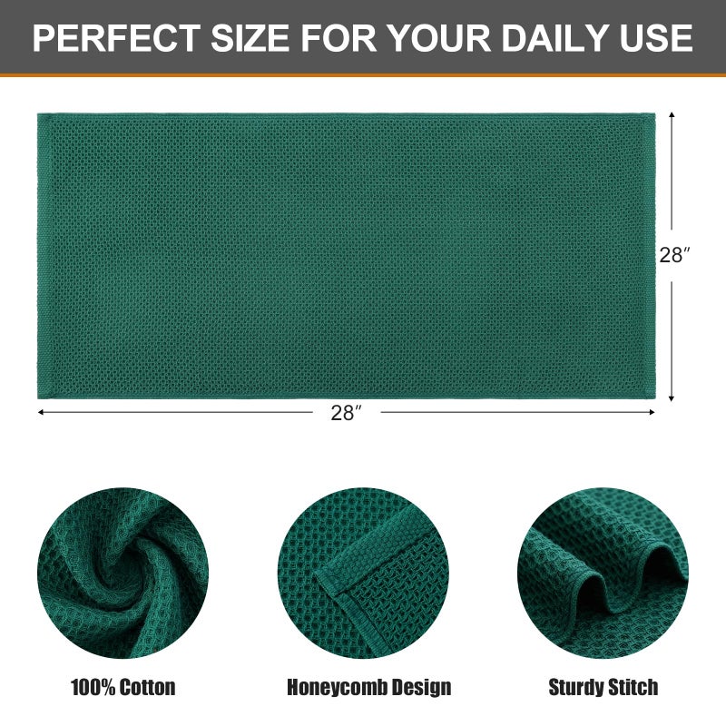 Kitinjoy 100% Cotton Waffle Weave Kitchen Towels  6-Pack Super Soft and Absorbent Kitchen Dish Towels for Drying Dishes  Kitchen Hand Towels  13 in x 28 in  Dark Green - Image 2